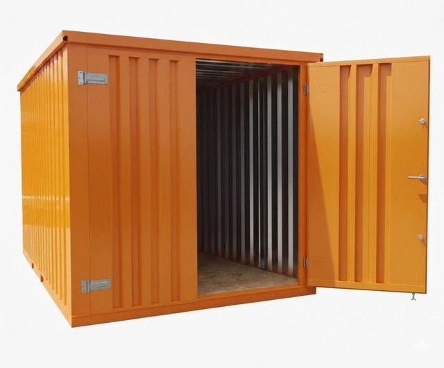 LagercontainerXXL Lagercontainer mit Doppeltür und Doppelverriegelung in Kommunalorange, B/T/H: 3,88 x 2,14 x 2,09 m - Bild 1