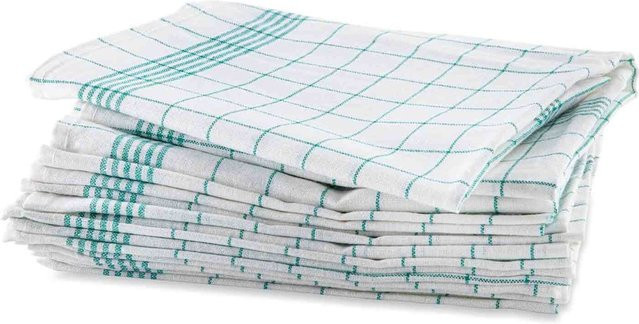 Bertsch Hotelwäsche Geschirrtücher Halbleinen grün-weiß kariert, 10er Pack, Breite: 50 cm, Höhe: 70 cm - Bild 1