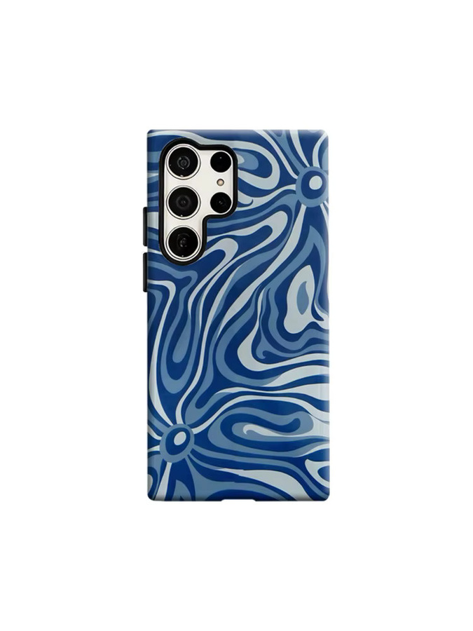 Stoßfeste Doppelschicht Handyhülle mit blau-weißem abstrakten Wirbel-Design für Samsung Galaxy S25 Ultra, S24 und S23 Ultra Plus - Bild 6