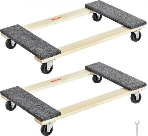 VEVOR Möbelwagen Set aus Poplar- und Verbundholz, 2 Stück, Schwarz, B/T: 76,2 x 45,7 cm, Tragfähigkeit pro Stück: 453,6 kg - Bild 1
