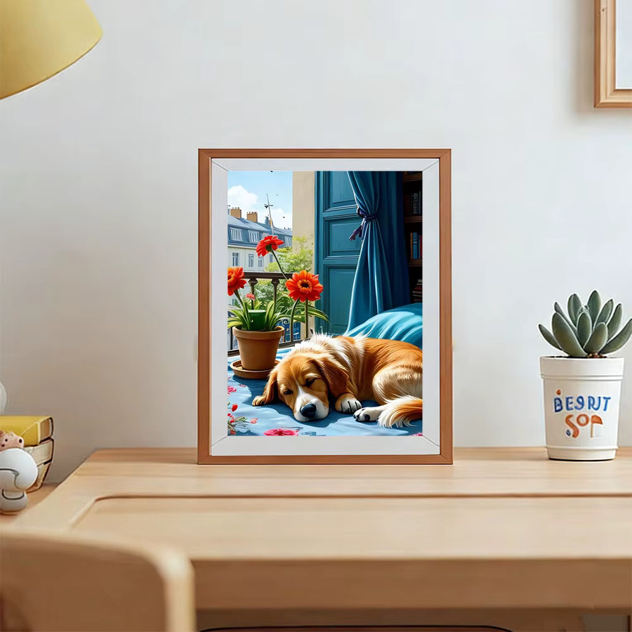 AZQSD Diamond Painting, Hund Tier Blume, Bastelset, Erwachsene - Bild 3