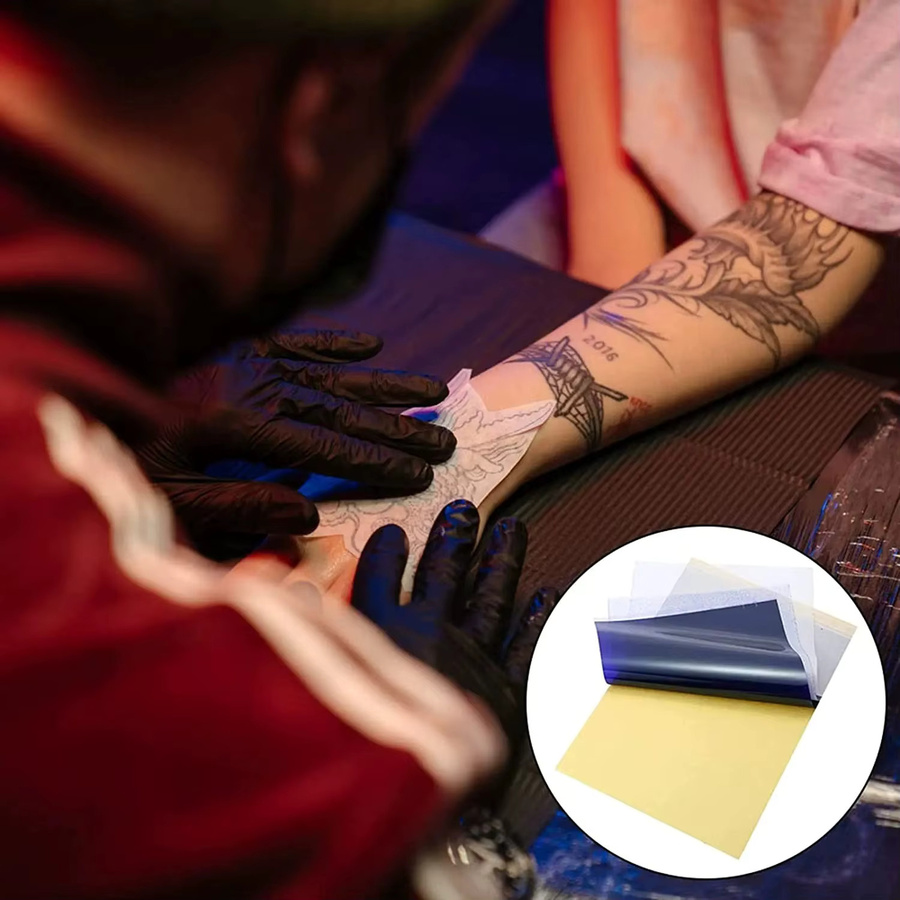 Tattoo Transfer Papier Set mit 4 Schichten, Transparentpapier für Thermo Schablonen und Tattoo Transfer Drucker, A4 Größe, Transparent - Bild 4