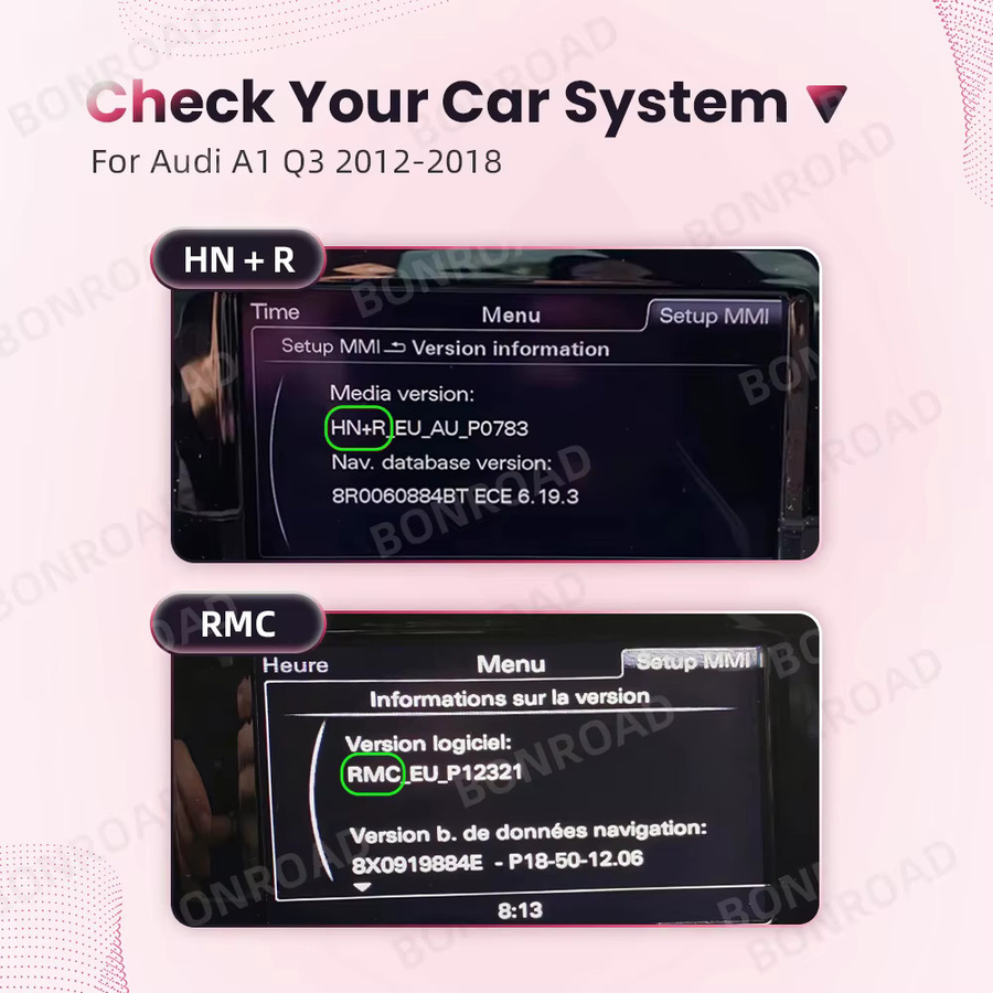 BONROAD Kabelloser CarPlay und Android Auto Interface Adapter für Audi A1 Q3 2012-2018 mit AirPlay Mirror Link in Schwarz - Bild 2