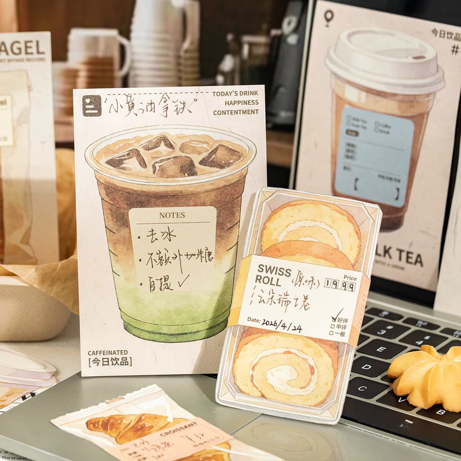 Half Moment Life Series Scrapbooking Papier Set Café-Thema, 50 Blatt, Mehrfarbig - Bild 1