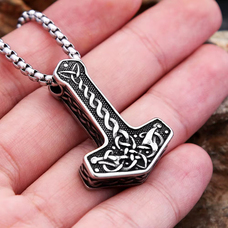 Thor Hammer Anhänger, Edelstahl, Silber, Vintage, Herren - Bild 5