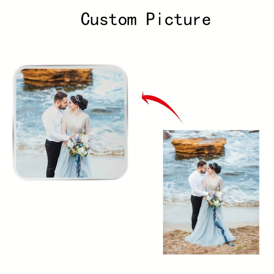 Personalisierter quadratischer Acryl-Untersetzer von Hello Young in Rot und Transparent, rutschfeste Bechermatte mit Logo oder Foto - Bild 3