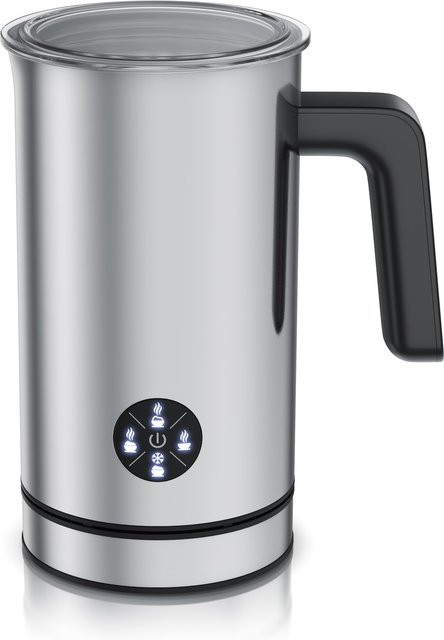 Arendo Elektrischer Milchaufschäumer in Silber und Transparent mit Doppelwandgehäuse, 4 Programmen, Antihaftbeschichtung, 500 W für Heiß- und Kaltaufschäumen (150 ml und 300 ml) - Bild 1