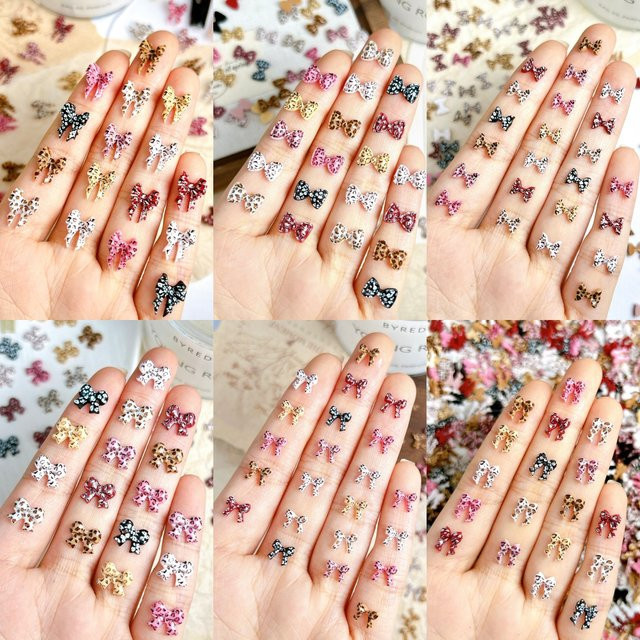 30 Stück Nagel Charms Harz Bogen Herz Leopard Print, Nail Art Dekoration - Bild 1