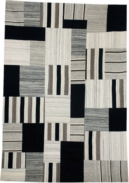 Kayoom Kurzflorteppich Radical 325 Handgewebter Jacquard Kilim Grau B/L: 80 x 150 cm - Bild 1