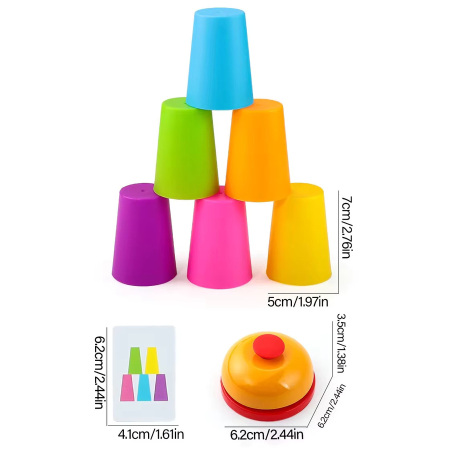 Montessori-Spielzeug Stapelbecher-Kampfspiel mit Karten, Bunt / Mehrfarbig - Bild 2