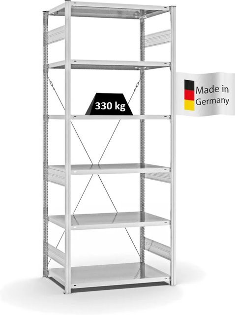 PROREGAL Fachbodenregal Stecksystem T-Profil Heavy-Duty mit 6 Ebenen, Lichtgrau, H x B x T: 250 x 100 x 60 cm - Bild 1