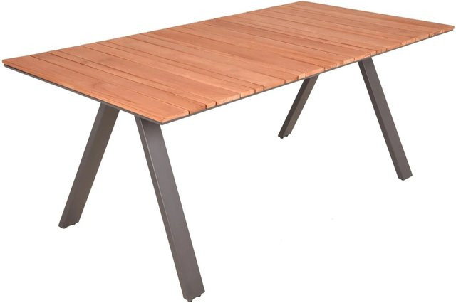 DELUKE Gartentisch FRED aus Teakholz in Anthrazit, wetterfester Outdoor-Terrassentisch, B/T/H: 180 x 90 x 74 cm - Bild 1