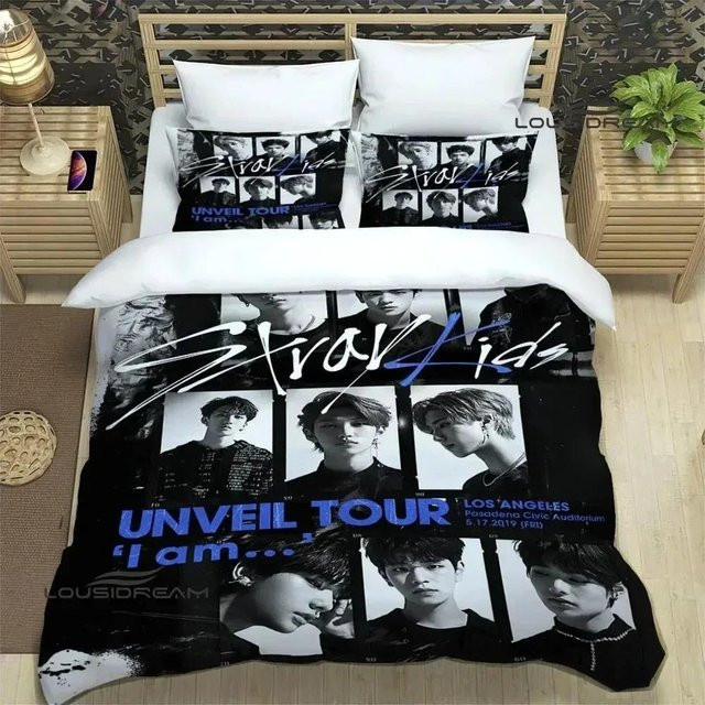 Softura KPOP S-Stray-K-Kids Bettwäsche-Set mit Grafikdruck, 3-teilig, Mehrfarbig, B/H: 70 x 133 cm - Bild 1