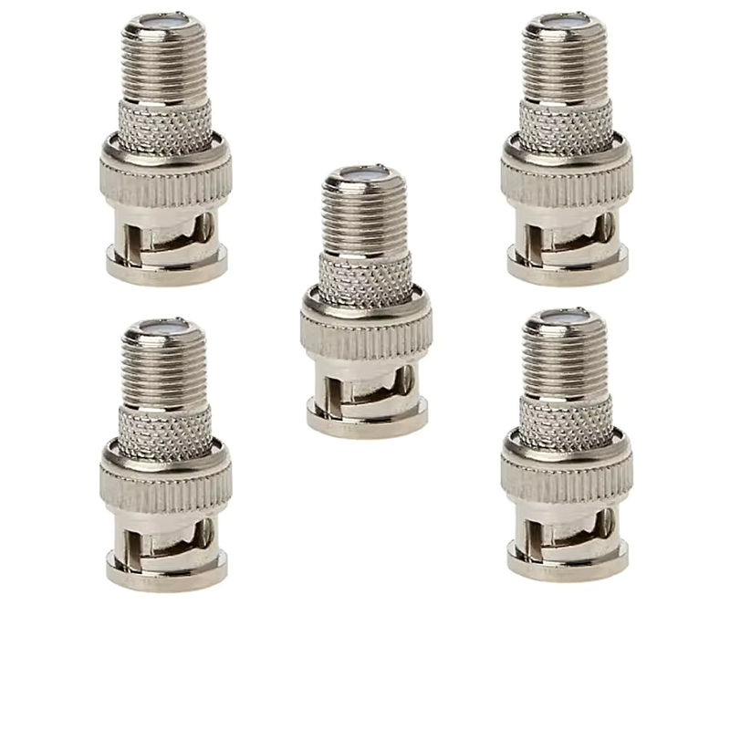 FRHY 5er Set BNC-Stecker auf F-Typ-Buchse Koaxial-Adapter für CCTV-Kameras RG59/RG6 75 Ohm in Silber - Bild 4