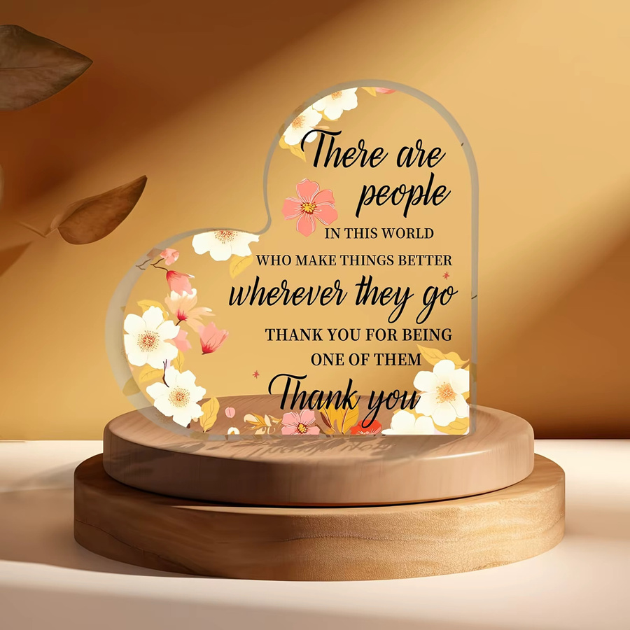 Personalisierte Blumen-Herz-Acryl-Trophäe von CIFBUY in Transparent und Grün als individuelles Dankeschön-Geschenk - Bild 3