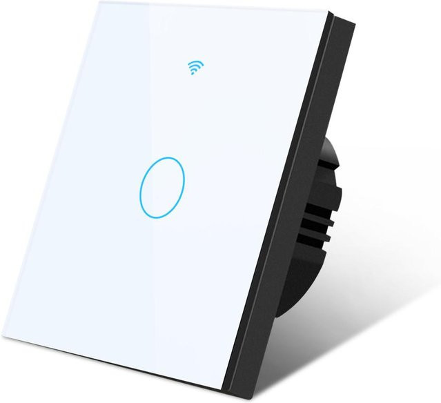 MALITAI Tuya Smart Life WLAN Wandschalter mit Touch-Glasscheibe, 1 Gang, Weiß, kompatibel mit Alexa und Google Home, 220V - Bild 1