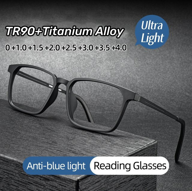 SNQP Lesebrille, Titan, Vollrand, rechteckig, Herren, schwarz - Bild 1