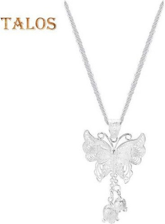 Talos Trinket Halskette, Schmetterling und Geburtsblume, Silber, Damen