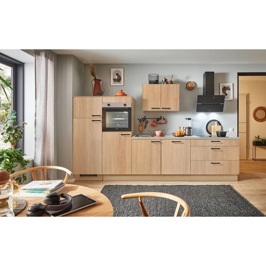 pino Küchenzeile Eiche Aviva mit 2 Geräteschränken, Farbe Braun, Breite: 330 cm - Bild 2