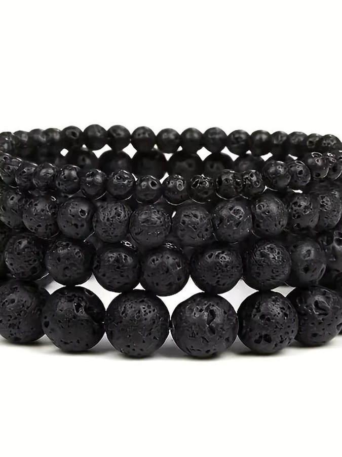 DAIPAN Armband, Vulkanische Perlen, Schwarz, Unisex - Bild 6