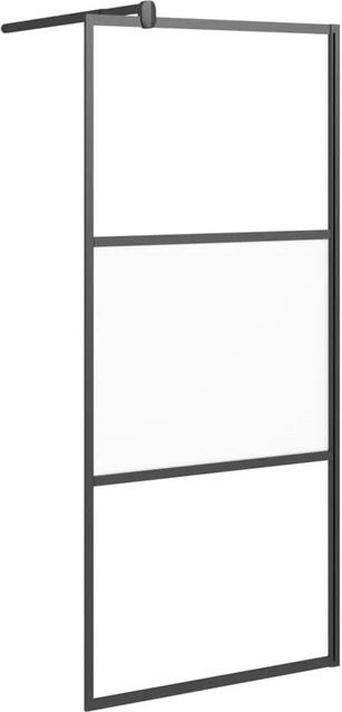 vidaXL Walk-In Duschwand aus ESG-Glas, Halbmattiert, Schwarz, B: 80 cm, H: 195 cm - Bild 1