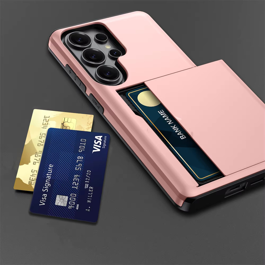 Xeber Brieftaschen-Hülle mit Schiebe-Kartenfach für Samsung Galaxy S26 S25 S24 S23 S22 Ultra FE A37 A57 stoßfeste Handyhülle in Silber und Pink - Bild 6