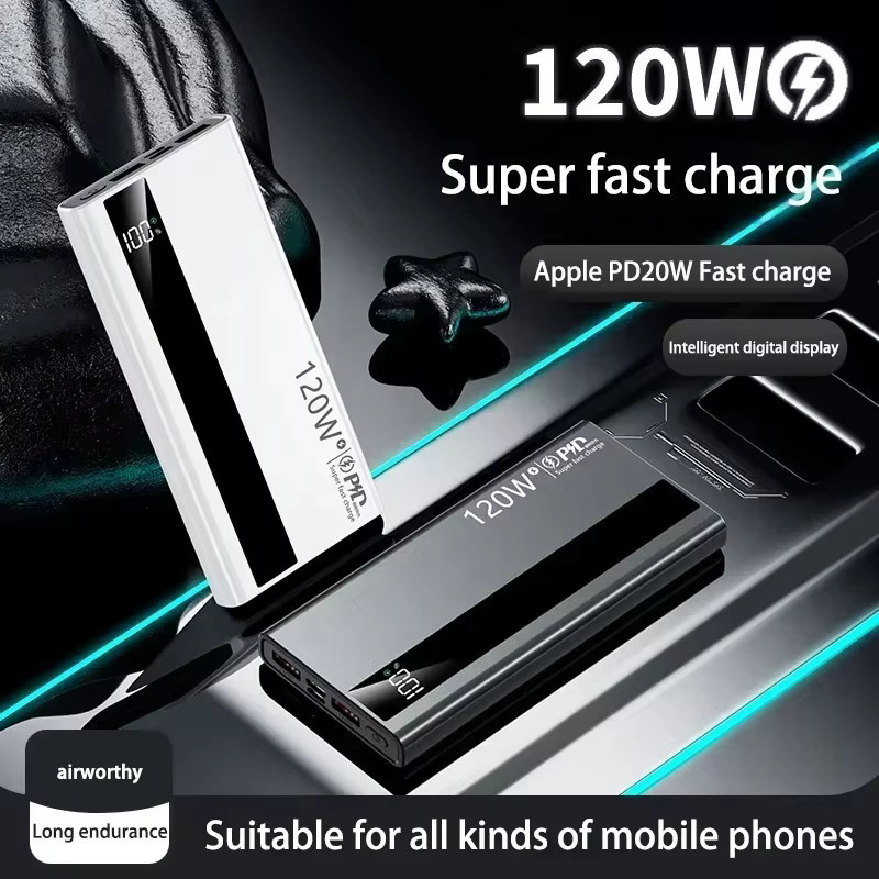 Power Bank mit 50000 mAh Kapazität und 120 W Schnellladefunktion in Weiß für iPhone, Samsung und Xiaomi - Bild 4