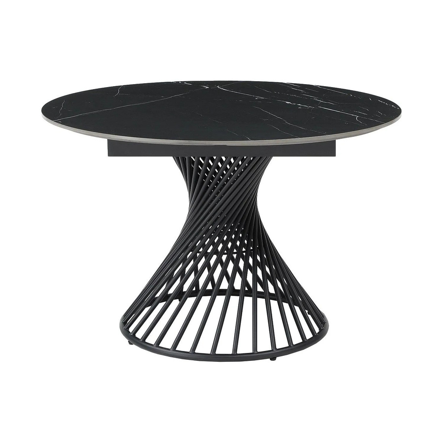 Esstisch Castina in Schwarz mit Keramikplatte in Marmor-Optik und Metallgestell, erweiterbar, B: 150 cm, T: 120 cm, H: 76 cm - Bild 2