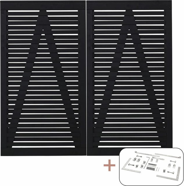 Plus Doppeltor Osaka aus Nadelholz in Schwarz, Breite: 180 cm, Höhe: 200 cm - Bild 1