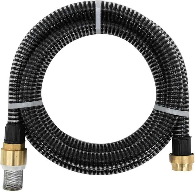 vidaXL Saugschlauch aus PVC mit Messing-Anschlüssen in Schwarz, Länge: 15 m - Bild 1