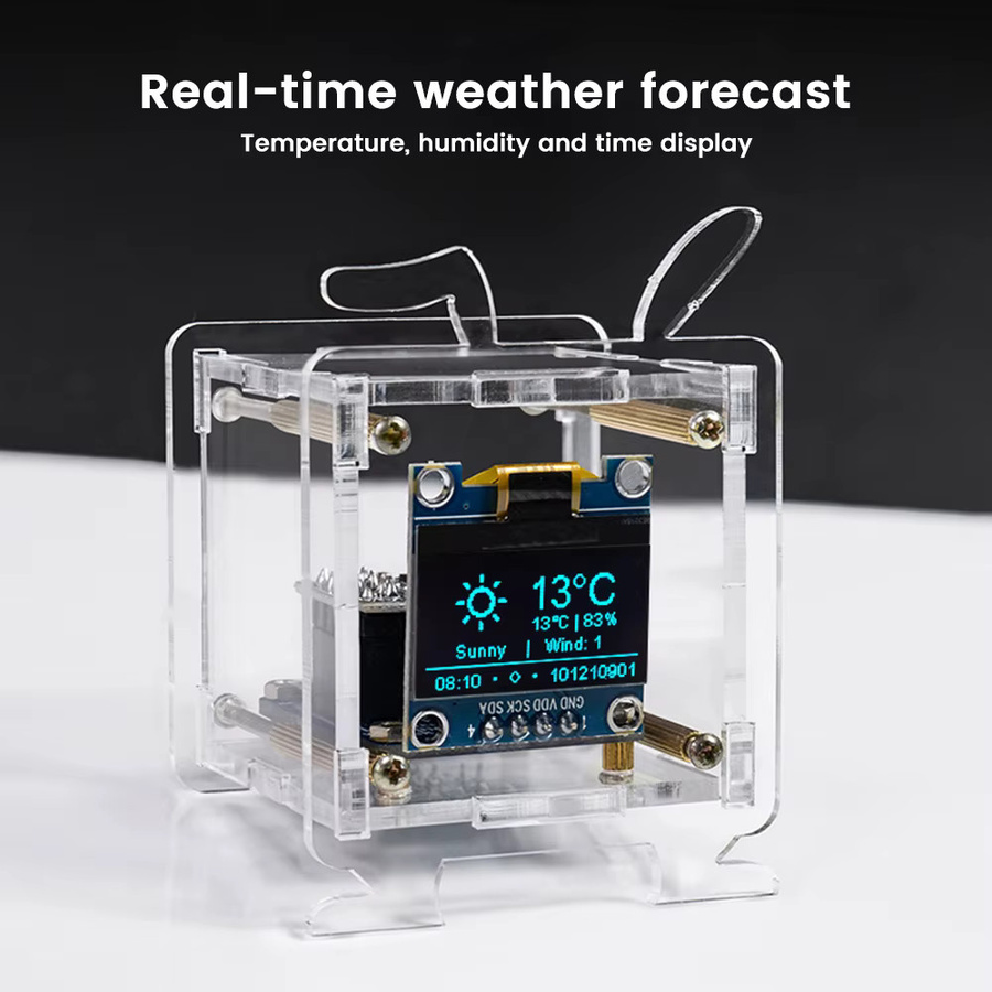 Aideepen ESP8266 DIY Elektronische Uhr Kit mit 0,96-Zoll-OLED-Display, 2,4G Wifi Wetteruhr für Temperatur und Luftfeuchtigkeit - Bild 2