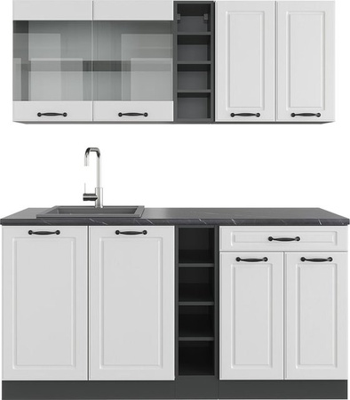 Vicco R-Line Single Küchenzeile im Landhausstil, Breite: 160 cm, Anthrazit und Weiß