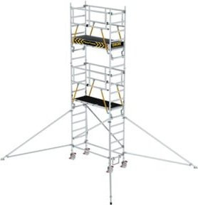 Günzburger FlexxTower SGX ergo Aluminium Rollgerüst in Silber mit vorlaufendem Geländer und einer Plattformhöhe von 4,47 m - Bild 1