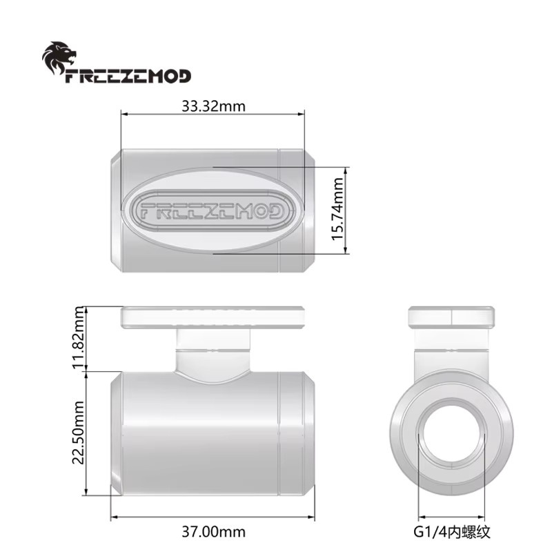FREEZEMOD Computer-Wasserkühlungs-Ablaufventil mit doppeltem Innengewinde G1/4'' in Silber, FM-YGNSB - Bild 2