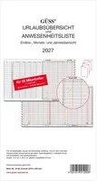 GÜSS Wandkalender Urlaubsübersicht 2027 mit Monatsübersicht in Schwarz, Rot und Weiß - Bild 1