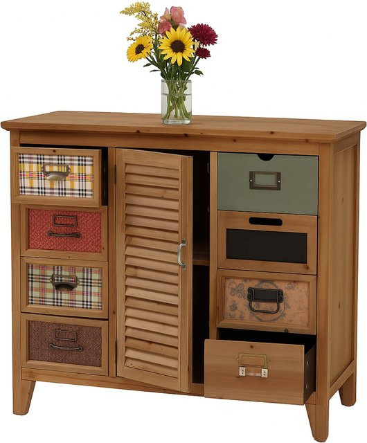 Apothekerkommode MCW O63 Vintage Shabby mit Schubladen und Etikettenhalter, Farbe Natur, B/T/H: 80 x 40 x 91 cm - Bild 1