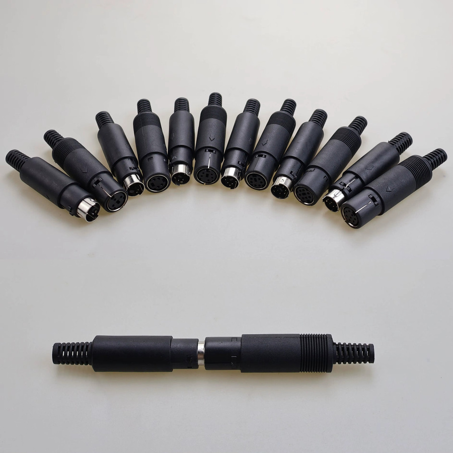 Mini DIN Stecker und Buchsen Set für Chassis-Montage in Schwarz mit 3 bis 8 Pin Optionen für PS2 und Draht-Terminal-Löten - Bild 3