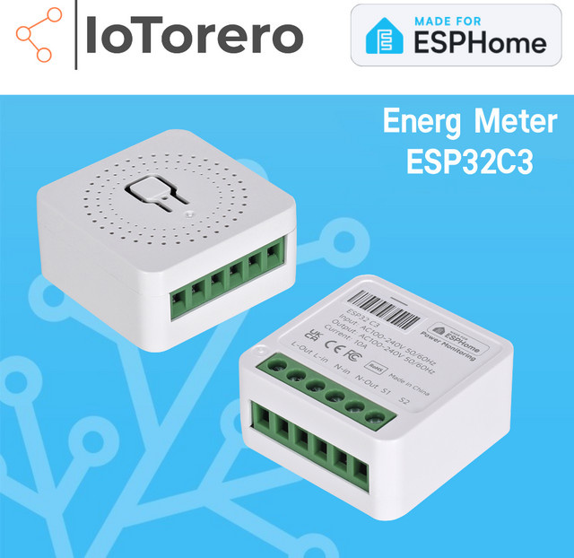 IoTorero ESPHome Mini Relay ESP32C3 mit Power Monitoring 10A in Weiß für Home Assistant - Bild 1