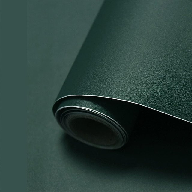 KALYNN Selbstklebende Vinyl Tapete in Schwarzgrün, Wasserdichte matte Wandgestaltung und Kontaktpapier für Wohnzimmer und Möbel - Bild 1
