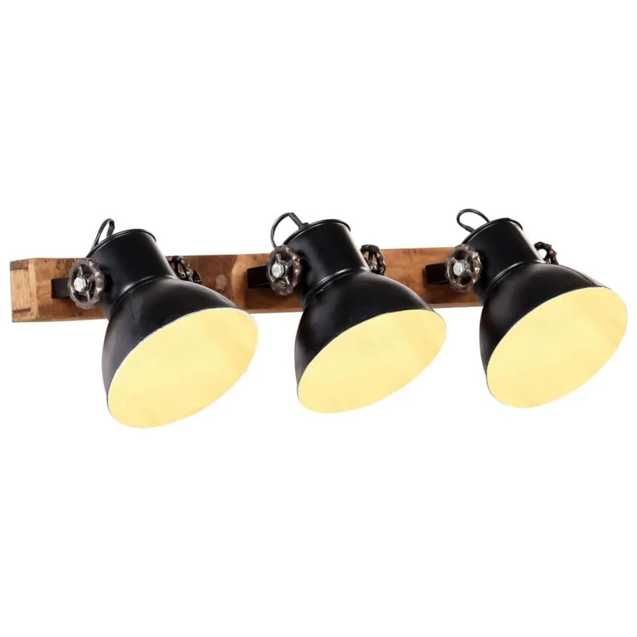 vidaXL Wandlampe im Industriestil aus Eisen und Mangoholz in Schwarz und Braun, E27, Höhe: 65 cm, Breite: 25 cm, Tiefe: 25 cm - Bild 2