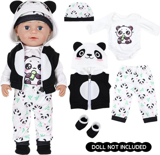 dearbei Babypuppen Kleidungsset Panda Bär Wintermode für 16-18 Zoll Reborn Puppen - Bild 1