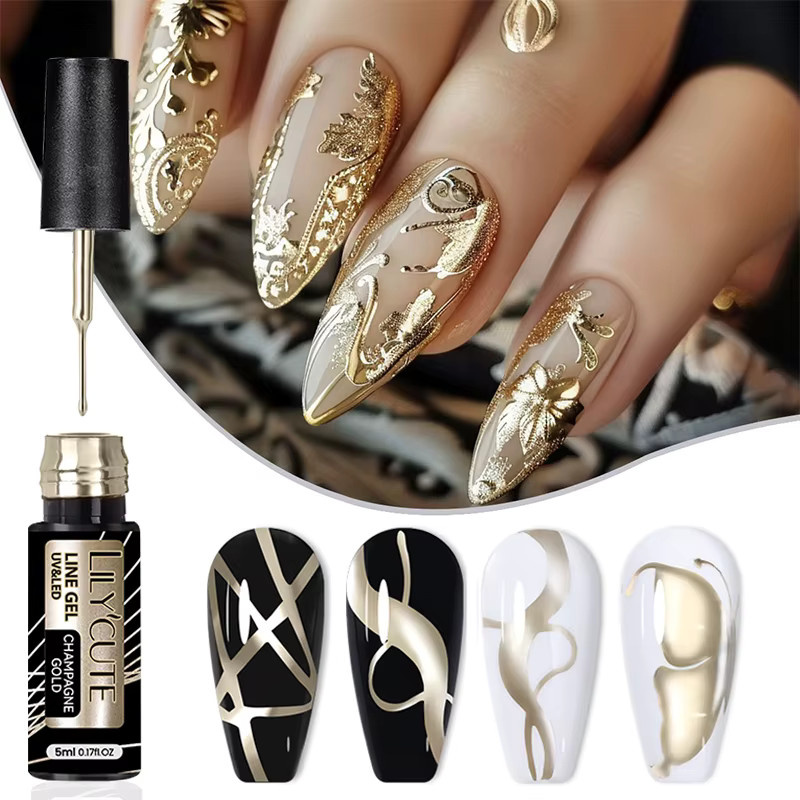 LILYCUTE Nagellack Metallic, Champagne Gold, 5 ml - Bild 2