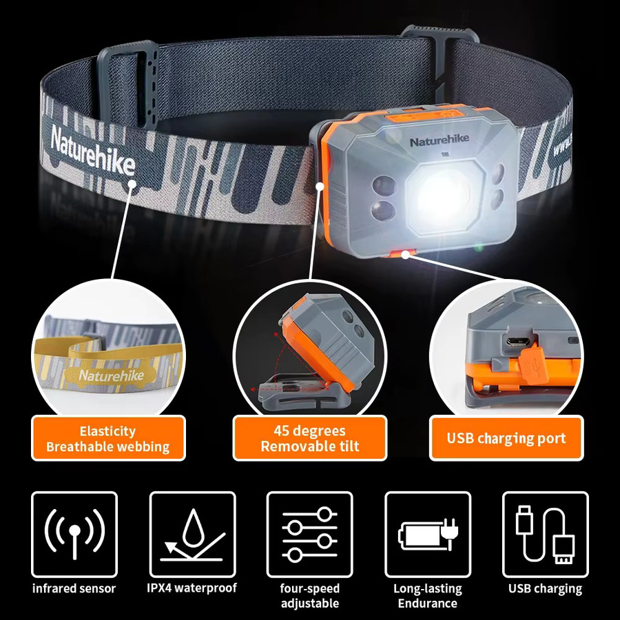 Naturehike Ultraleichte Camping Laterne mit Bewegungssensor, IPX4 Wasserdicht, USB-Ladung, Grau - Bild 6