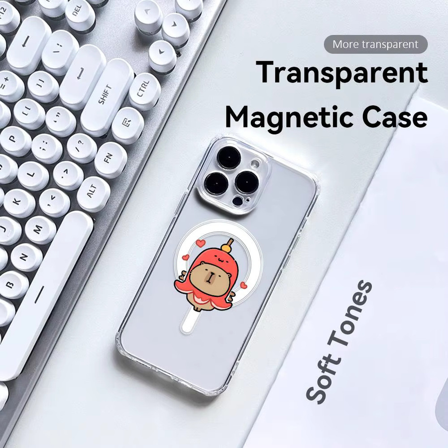 Transparente Capybara Handyhülle für Apple iPhone 12 bis 17 Pro Max Plus mit Magnetfunktion und kabellosem Laden - Bild 3