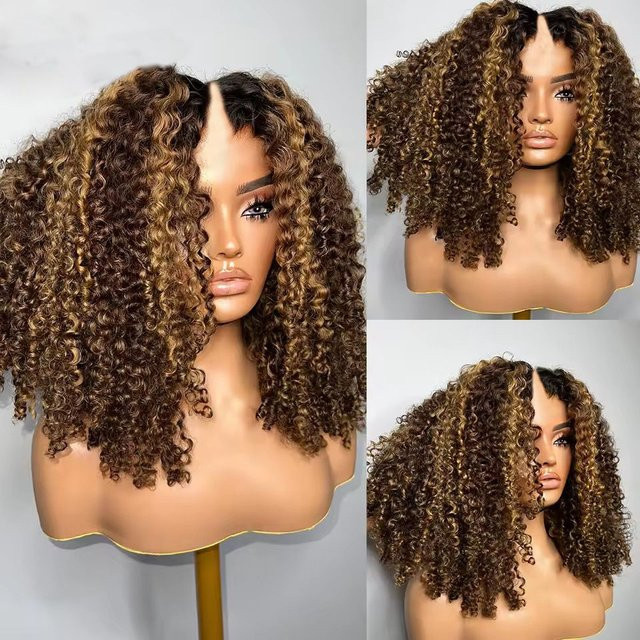 Fantasy Beauty Blonde Full Afro Echthaar Perücke, Kastanienbraun, Damen - Bild 1
