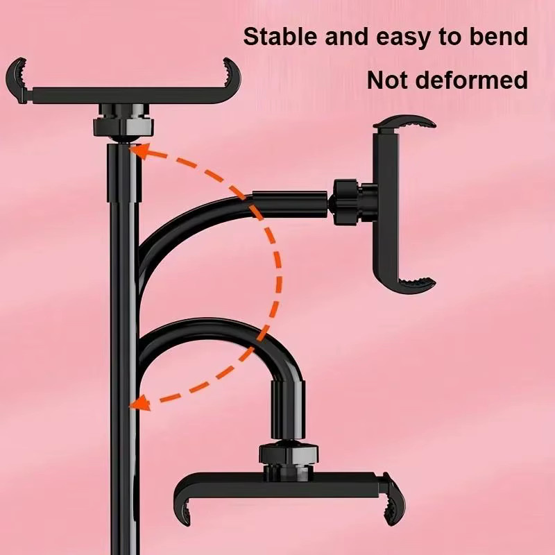 Flexibler Clip-on Telefon- und Tablet-Ständer mit Schwanenhals und Griff für 4 bis 11 Zoll, Lazy Bracket Halterung in Schwarz oder Weiß - Bild 3