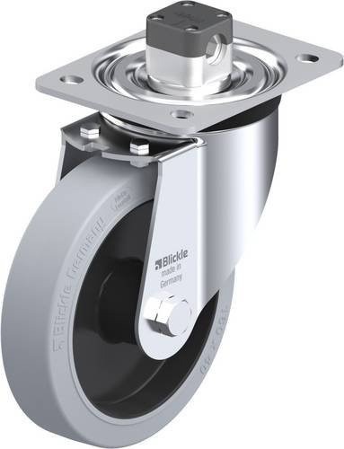 Blickle L-POEV 161XR-CS11-SG Lenkrolle mit Feststeller in Schwarz-Grau-Blau, Rad-Durchmesser: 160 mm, Tragfähigkeit: 320 kg - Bild 1