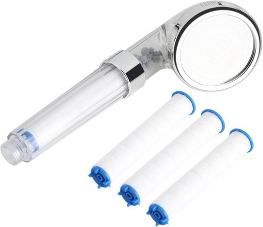 GoolRC Wassersparendes Duschkopf Set mit 3 Filtern und Massagefunktion in Weiß