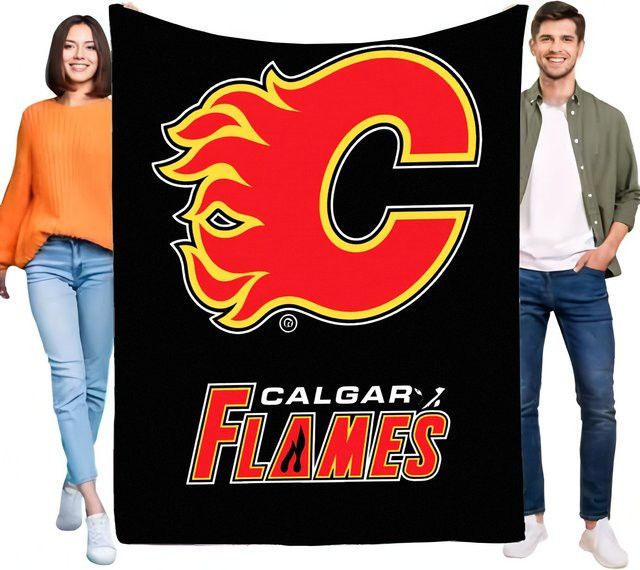 Calgary Flames Decke in Schwarz mit Logo für Hockeyfans - Bild 1
