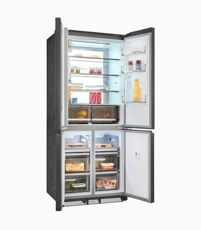Exquisit EMD470-170-200E Einbau-Multidoor Kühlschrank in Silver mit No-Frost und Inoxlook, B/T/H: 57,8 x 68,7 x 193,0 cm - Bild 1